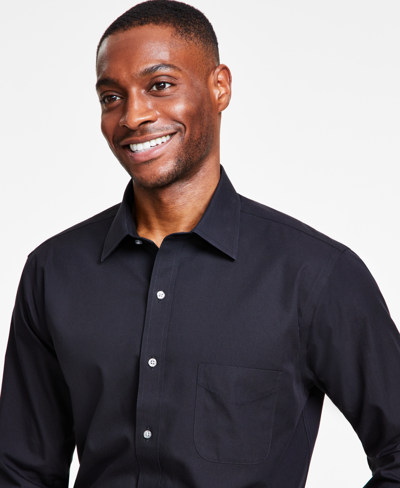 Shop Brooks Brothers B By  Men's Regular-fit Solid Dress Shirt In Black
