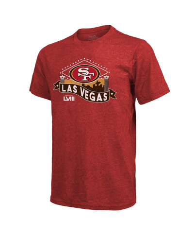 Majestic Men's  Threads Scarlet San Francisco 49ers Super Bowl Lviii Tri-blend T-shirt In Scarlet