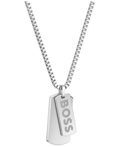 Shop Hugo Boss Men's Devon Stainless Steel Necklaces In Silver