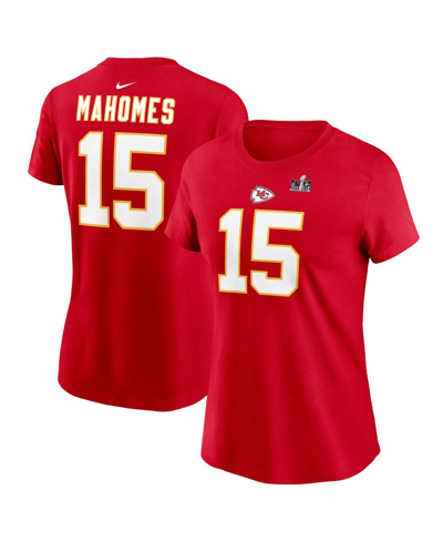 Shop Nike Women's  Patrick Mahomes Red Kansas City Chiefs Super Bowl Lviii Patch Player Name And Number T-
