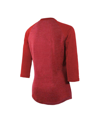Majestic Women's  Threads Red Kansas City Chiefs Super Bowl Lvii Desert Tri-blend Raglan 3/4 Sleeve T In Scarlet