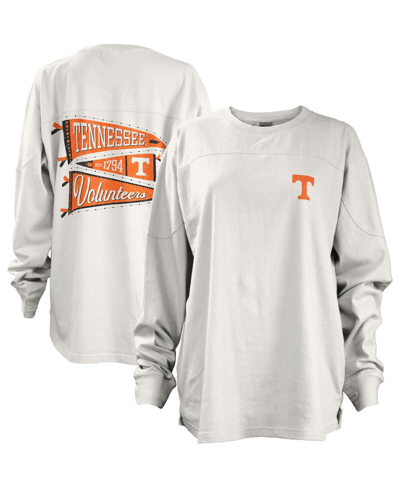 Shop Pressbox Women's  White Tennessee Volunteers Pennant Stack Oversized Long Sleeve T-shirt