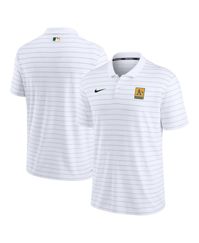 Nike White Oakland Athletics Authentic Collection Striped Performance Pique Polo In White