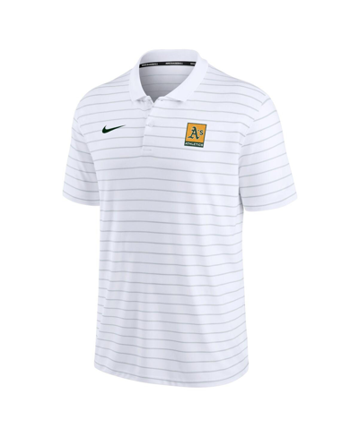 Shop Nike Men's  White Oakland Athletics Authentic Collection Striped Performance Pique Polo Shirt