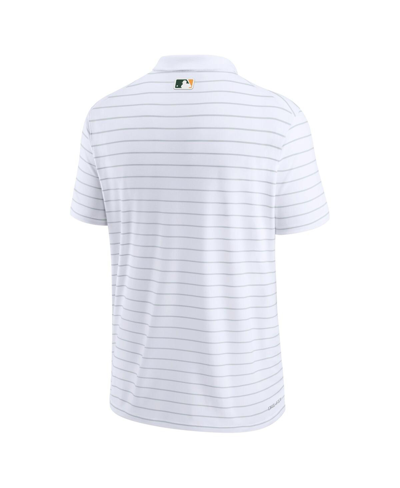 Shop Nike Men's  White Oakland Athletics Authentic Collection Striped Performance Pique Polo Shirt