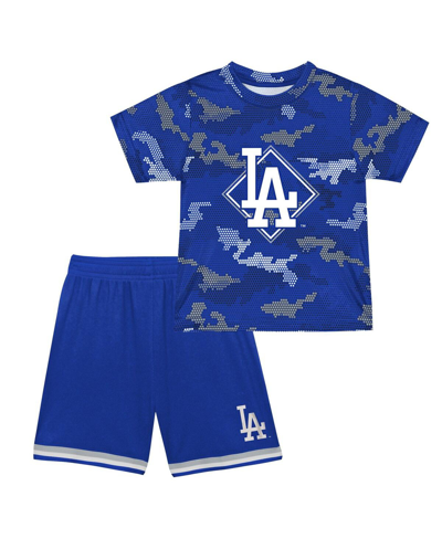 Shop Fanatics Toddler Boys And Girls  Royal Los Angeles Dodgers Field Ball T-shirt And Shorts Set