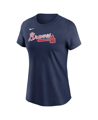 Shop Nike Women's  Navy Atlanta Braves Wordmark T-shirt