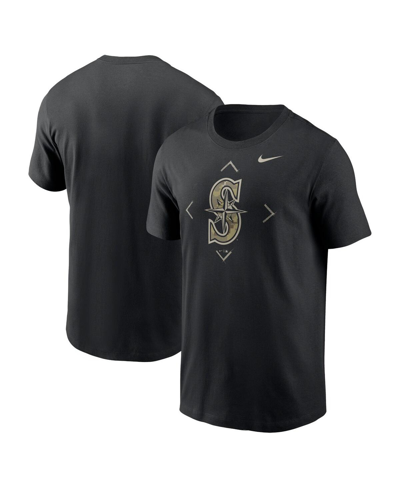 Shop Nike Men's  Black Seattle Mariners Camo Logo T-shirt