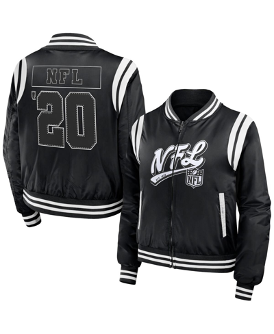 Wear By Erin Andrews Black Shield Merchandise Bomber Full-zip Jacket In Black