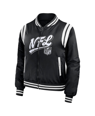Wear By Erin Andrews Black Shield Merchandise Bomber Full-zip Jacket In Black