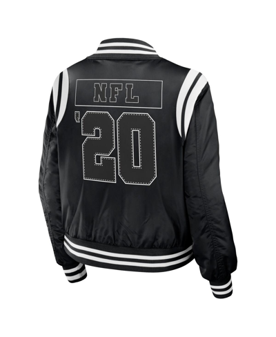 Wear By Erin Andrews Black Shield Merchandise Bomber Full-zip Jacket In Black