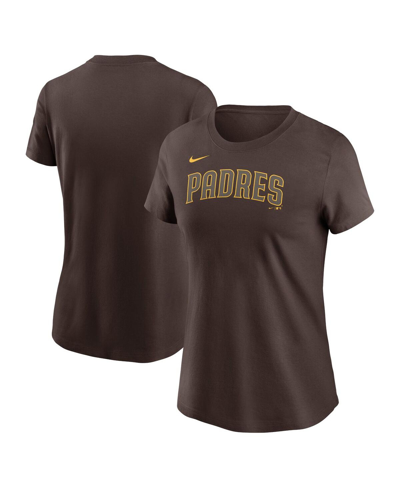 Shop Nike Women's  Brown San Diego Padres Wordmark T-shirt