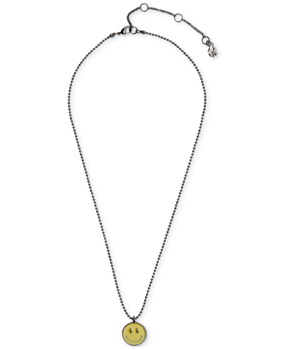 Shop Lucky Brand Silver-tone Happy Face Pendant Necklace, 16" + 3" Extender