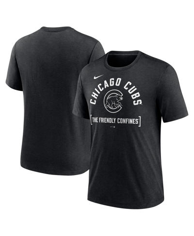 Shop Nike Men's  Heather Black Chicago Cubs Swing Big Tri-blend T-shirt