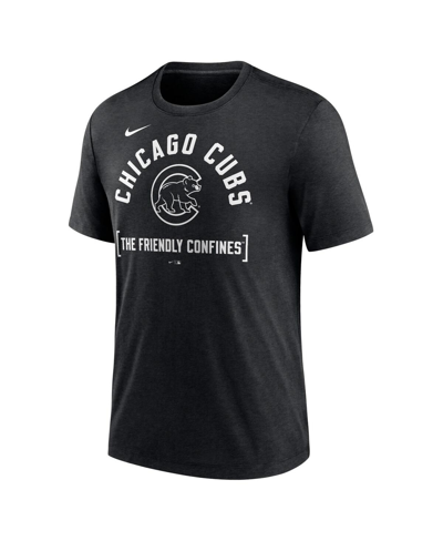 Shop Nike Men's  Heather Black Chicago Cubs Swing Big Tri-blend T-shirt