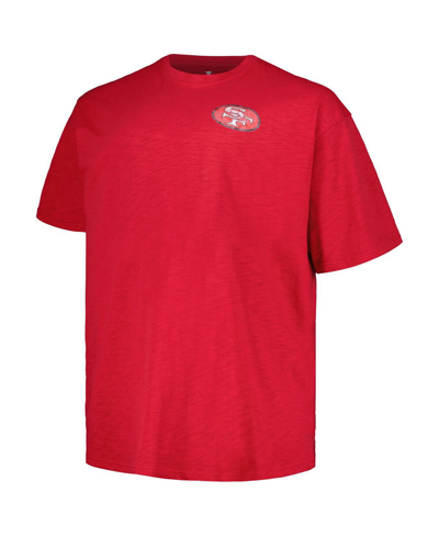 Profile Men's  Scarlet Distressed San Francisco 49ers Big And Tall Two-hit Throwback T-shirt In Scarlet