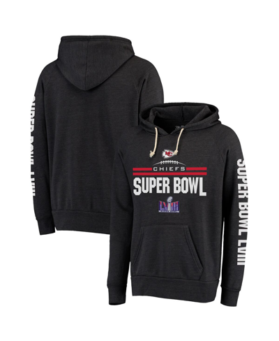 Shop Majestic Men's  Threads Heather Black Kansas City Chiefs Super Bowl Lviii Tri-blend Pullover Hoodie