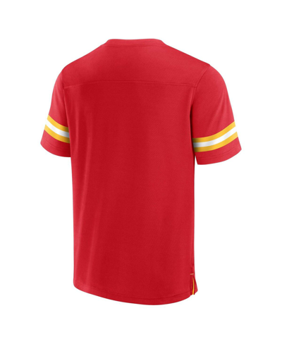 Shop Fanatics Men's  Red Kansas City Chiefs Jersey Tackle V-neck T-shirt