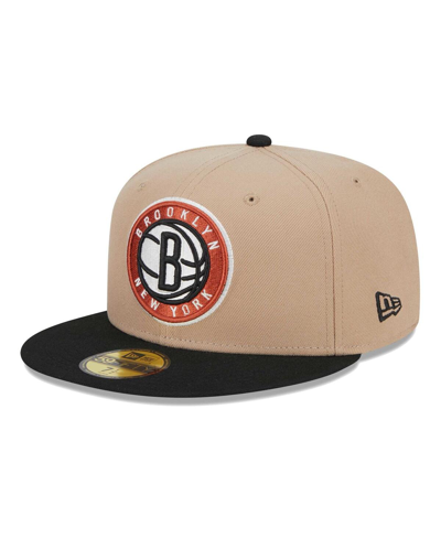 New Era Men's  Tan, Black Burnt Orange Logo 2-tone 59fifty Fitted Hat In Tan,black