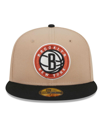New Era Men's  Tan, Black Burnt Orange Logo 2-tone 59fifty Fitted Hat In Tan,black