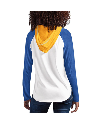 Shop G-iii 4her By Carl Banks Women's  White Chase Elliott Mvp Raglan Hooded Long Sleeve T-shirt