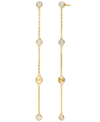 Shop Michael Kors Gold-tone Sterling Silver Linear Drop Earrings