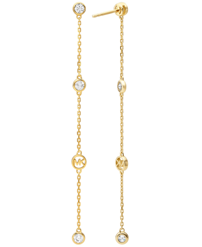 Shop Michael Kors Gold-tone Sterling Silver Linear Drop Earrings
