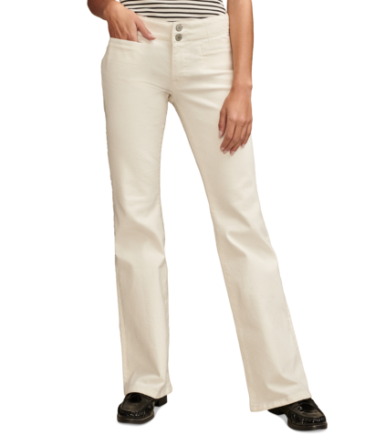 Lucky Brand Womens Pockets Buttons Flared Jeans In Bright White