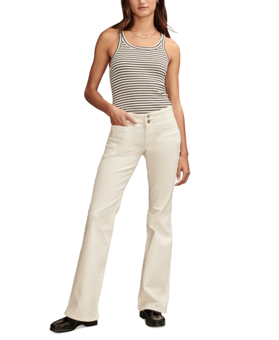 Lucky Brand Womens Pockets Buttons Flared Jeans In Bright White