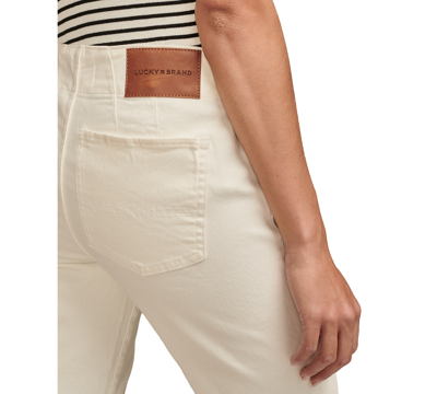 Lucky Brand Womens Pockets Buttons Flared Jeans In Bright White