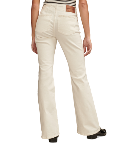 Lucky Brand Womens Pockets Buttons Flared Jeans In Bright White