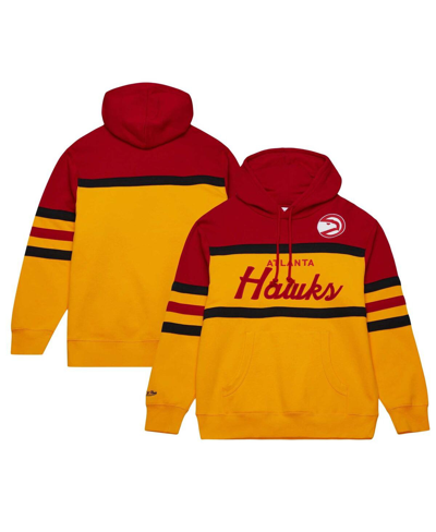 Mitchell & Ness Men's  Gold, Red Atlanta Hawks Head Coach Pullover Hoodie In Gold,red