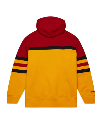 Mitchell & Ness Men's  Gold, Red Atlanta Hawks Head Coach Pullover Hoodie In Gold,red