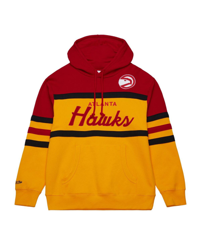 Mitchell & Ness Men's  Gold, Red Atlanta Hawks Head Coach Pullover Hoodie In Gold,red