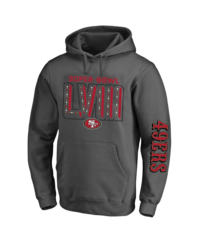 Fanatics Branded  Heather Charcoal San Francisco 49ers Super Bowl Lviii Big & Tall Pullover Hoodie In Heather Charcoal