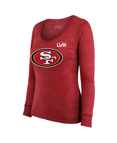 Shop Majestic Women's  Threads George Kittle Scarlet San Francisco 49ers Super Bowl Lviii Scoop Name And N