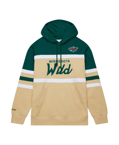 Mitchell & Ness Men's  Cream, Green Minnesota Wild Head Coach Pullover Hoodie In Cream,green