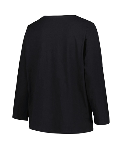 Shop Profile Women's  Black Iowa Hawkeyes Plus Size Arch Over Logo Scoop Neck Long Sleeve T-shirt