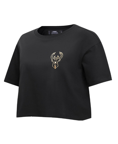 Shop Pro Standard Women's  Black Milwaukee Bucks Holiday Glam Boxy T-shirt