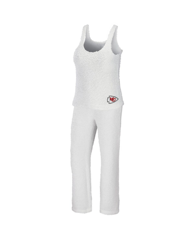 Wear By Erin Andrews Women's  Cream Kansas City Chiefs Plus Size Cozy Scoop Neck Tank Top And Pants S In Cream