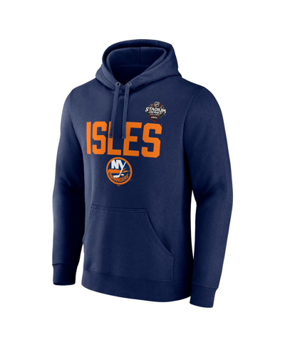 Shop Fanatics Men's  Navy New York Islanders 2024 Nhl Stadium Series Logo Fleece Pullover Hoodie
