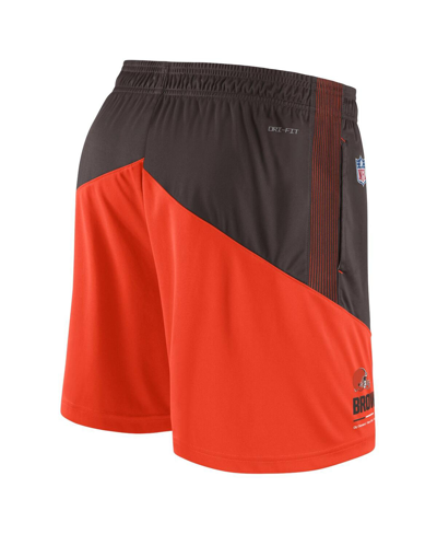 Shop Nike Men's  Brown, Orange Cleveland Browns Sideline Primary Lockup Performance Shorts In Brown,orange