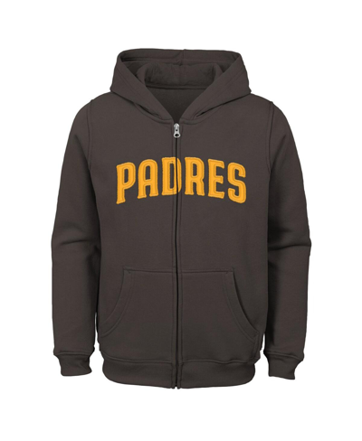 Outerstuff Big Boys Brown San Diego Padres Wordmark Full-zip Fleece Hoodie In Brown