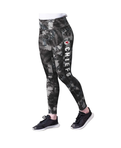 Msx By Michael Strahan Women's  Black Kansas City Chiefs Aubrey Tie-dye Leggings In Black