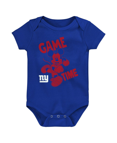 Shop Outerstuff Baby Boys And Girls Royal, Red, Gray New York Giants Three-piece Disney Game Time Bodysuit Set In Royal,red,gray