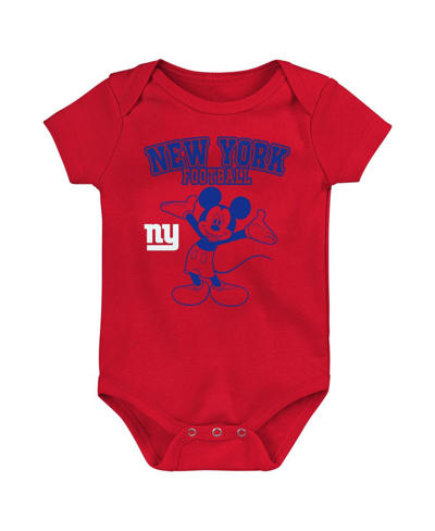 Shop Outerstuff Baby Boys And Girls Royal, Red, Gray New York Giants Three-piece Disney Game Time Bodysuit Set In Royal,red,gray