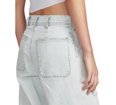 Lucky Brand Stripe High Waist Wide Leg Jeans In Trackline