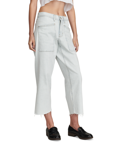 Lucky Brand Stripe High Waist Wide Leg Jeans In Trackline