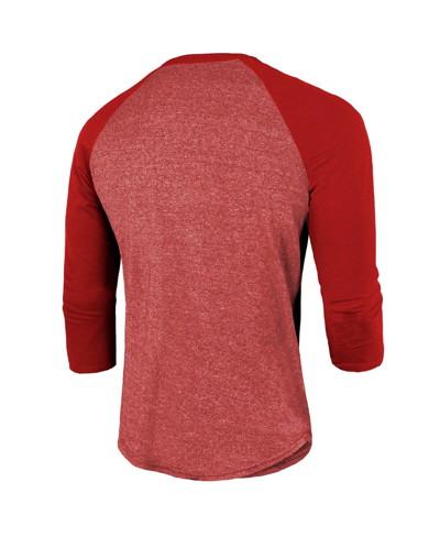 Majestic Men's  Threads Scarlet San Francisco 49ers 2023 Nfc Champions Tri-blend Raglan 3/4-sleeve T- In Scarlet