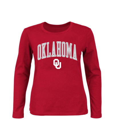 Profile Crimson Oklahoma Sooners Plus Size Arch Over Logo Scoop Neck Long Sleeve T-shirt In Crimson